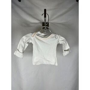 Medline Baby Shirt 3 Months White Long Sleeve Lap Shoulder Mitten Cuffs Size 1